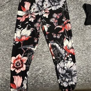 Floral Print Black Pants - Plus Size (gently used)